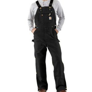 New Mens Black Carhartt 30x30 Zip To Thigh Bib Overalls R37